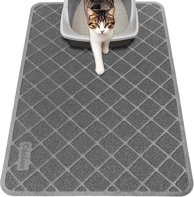Cat Litter Mat Litter Trapping Mat, 40" x 28" Premium Durable PVC Grid Mesh with Scatter Control, Non-Slip, Less Waste Cat Litter Box Mat, Soft on Kitty’s Paws, Urine Waterproof