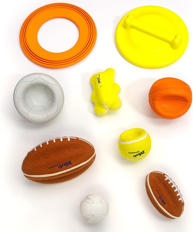 Nylabone Power Play Gripz Felt Basketball Rubber Fetch Toy, Squeaky Ball for Dogs, Medium (1 Count) (Pack of 2)