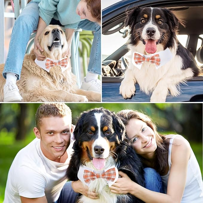 Segarty Dog Tuxedo Collar for Neck Girth 16.5-21.2in, Bow Tie Collar Black Bowtie with Handcrafted Adjustable White Collar Formal Pet Cats Neckties for Medium Large Boy Dog Wedding Grooming Birthday