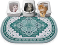 Bienbee Cat Litter Mat, 40" x 30" Jumbo Size Litter Box Mat Rug with Non-Slip Bottom, Urine and Water Proof, Easy to Clean Cat Supplies Essentials for Indoor Kitty Kitten Floor,Green XL