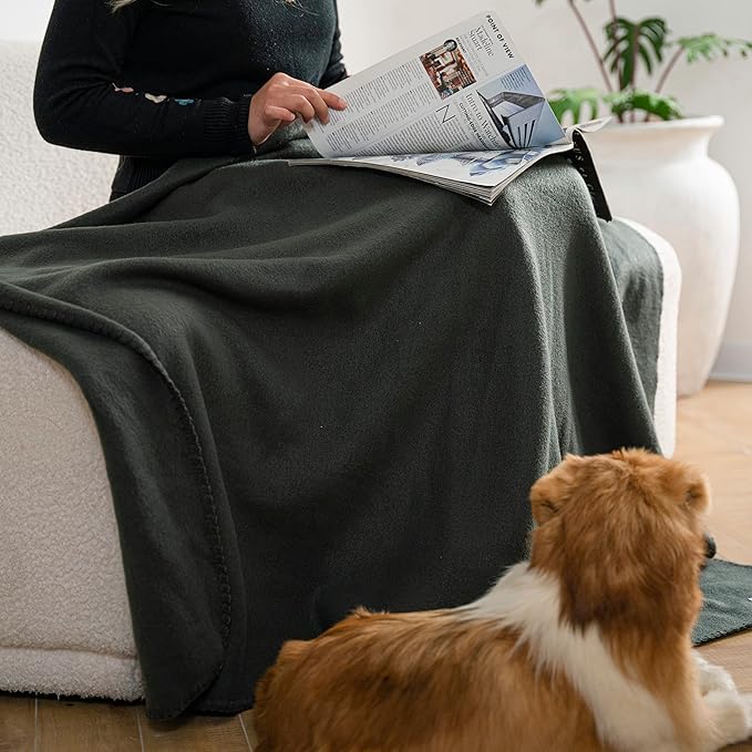 Fleece Throw Blanket Set Bulk for Travel Kids Outdoor Wedding Pet (Black Grey, Pack of 6 50x60 Inches)