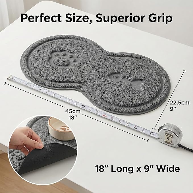 Non-Slip Pet Food Mat, Waterproof Dog Cat Bowl Placemat - Easy Clean Feeding Mat for Hardwood Floors, Tile, Kitchen with Anti-Slip Backing, 1 Large Mat