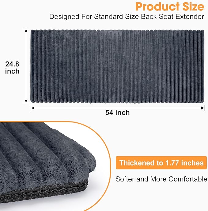 FURTIME Backseat Pet Bed Mat, Non-Slip Dog Bed for Car Back Seat, Washable Travel Pet Mat with Removable Cover, Dog Seat Covers Protector Fit for Backseat Extenders and Trucks SUVs, 54"x 24.8", Grey
