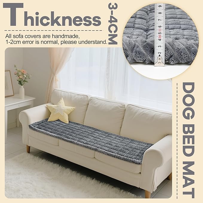 Washable Dog Couch Cover Protector, Non Slip Dog Bed Mat Machine Washable Large Blanket for Dogs, Pet Couches Covers for Sofa (Grey, 24.8 * 53.9 '')