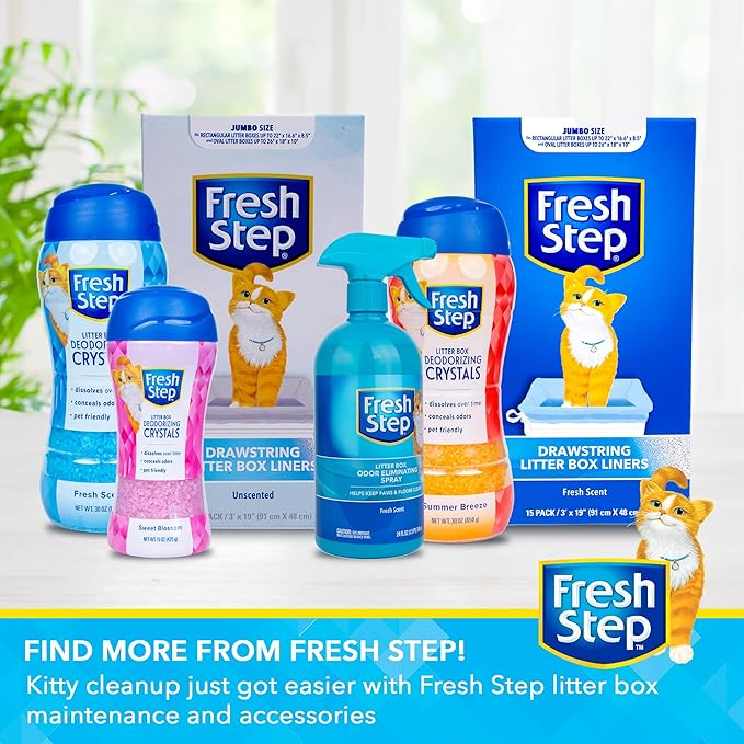 Fresh Step Cat Litter Crystals Deodorizer, Non Toxic Odor Neutralizing Crystals for Litter Boxes that Help Control Smells and Keep Home Areas Fresh, Sweet Blossom Scent, 15 Ounce