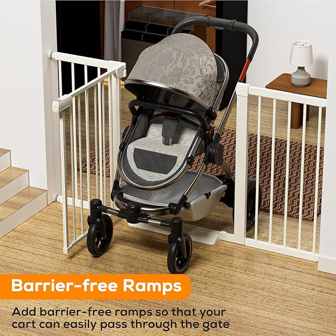29.5-40.6" Magnetic Baby Gate for Stairs, Baby Safety Essentials, Auto Close Gate for Doorways, Easy Install Pressure Mounted Dog Gate Indoor, Pet Gates for Dogs, White