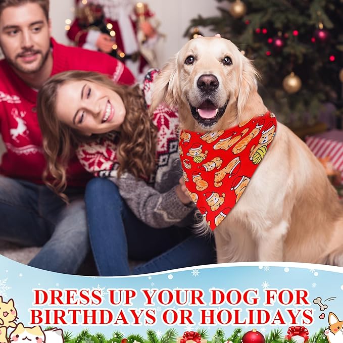 Sanwuta 120 Pcs Christmas Dog Bandanas Bulk Xmas Bandanas for Dogs Triangle Kerchief Bibs Scarf Set for Pet Christmas Costume Photo Props Accessories Pet Shops Grooming, 30 Styles