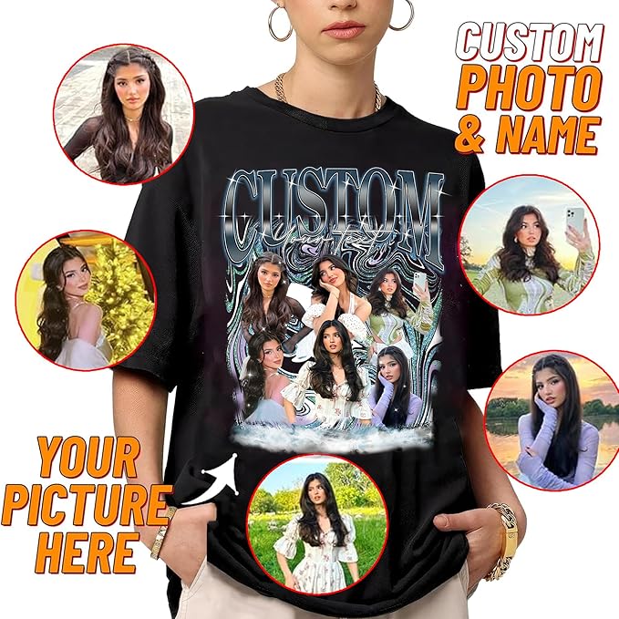 NAZENTI Custom Bootleg Rap Tee, Custom T-Shirts with Picture, Retro Custom Bootleg, Valentine's Gifts for Him Her