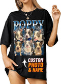 IZI POD Custom Dog Shirt for Women, Personalized Pet Face Photo Shirt, Bootleg Rap Tee Dog Gifts Valentine Birthday Gift