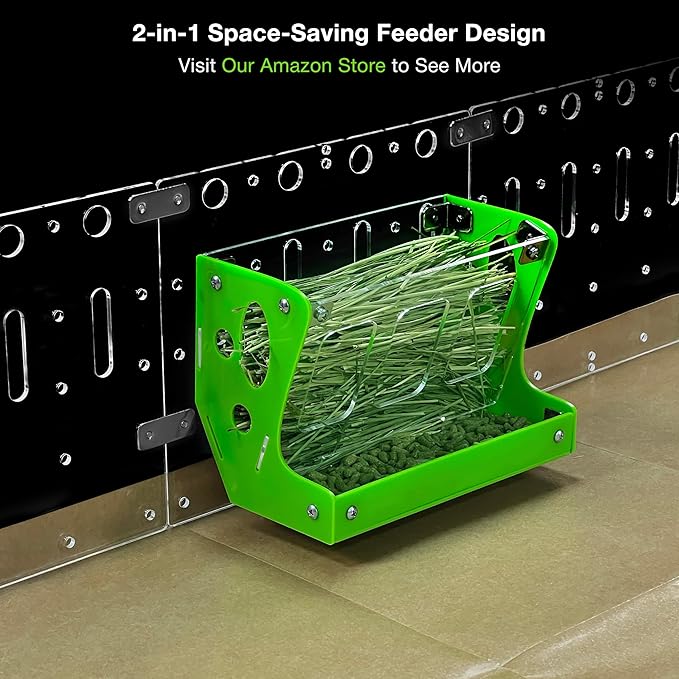 GuineaLoft™ Custom 2-in-1 Hay & Food Feeder - Multiple Colors Options for Guinea Pigs, Rabbits, and Chinchillas – No- Waste Hay Rack with Dual-Compartment Bowl, Easy Cage Mount, Space-Saving Design