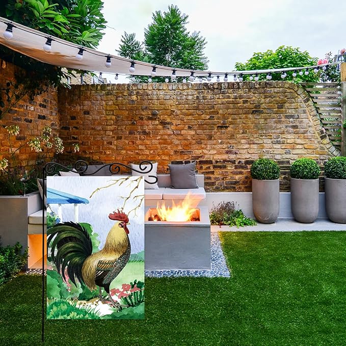 Chicken on the Grass Garden Flag,Farm Life Flag,Welcome Garden Yard Flag,Summer Garden Flag,Life Is Better With Chickens Garden Flag.12x18 Inch