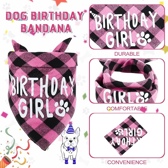 Weewooday Dog Birthday Party Supplies Birthday Boy Girl Cake Bandana Triangle Scarf Party Hat Dog Bow Tie Collar with Numbers for Large Medium Small Dog Puppy 1st Birthday(Novel Style,Medium)