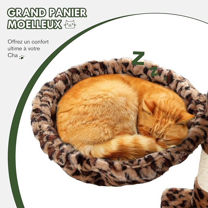 MUTICOR 66 Inches Multi-Level Large Cat Tree Tower for Indoor Big Feline/Cozy Plush Perches/Condo/Sisal Scratching Posts/Hammock and Baskets/Activity Center Play House/Wide Base/Leopard Print