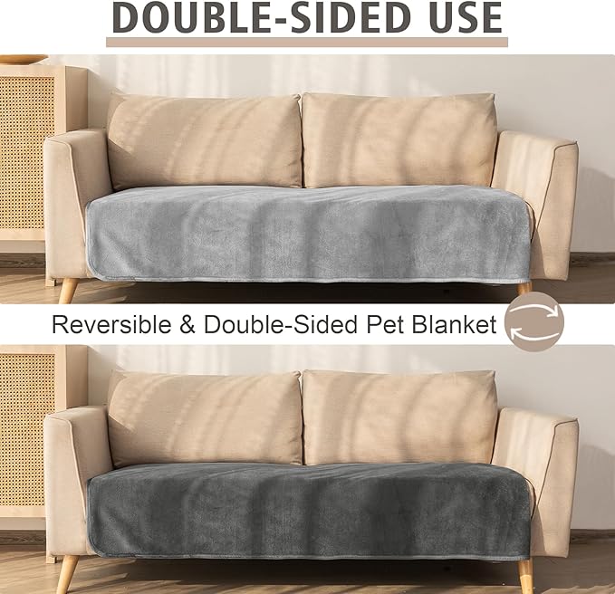 Ameritex Pet Bed Blanket Reversible 100% Waterproof Velvet Super Soft for Sofa and Bed