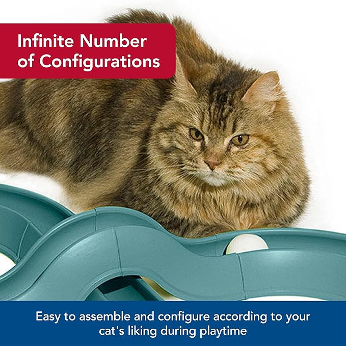 Coastal Pet Turbo Track Cat Toy - Cat Ball Toy & Racetrack - Easy Assembly - Slate Blue (1 Pack)