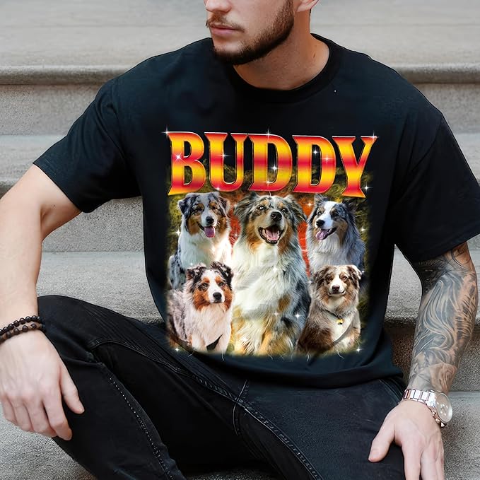 JIX & JOKY Custom Your Own Bootleg Rap Shirts with Dog Faces Custom Pet Shirt for Men Graphic Tshirt Gift Idea for Pet Lovers