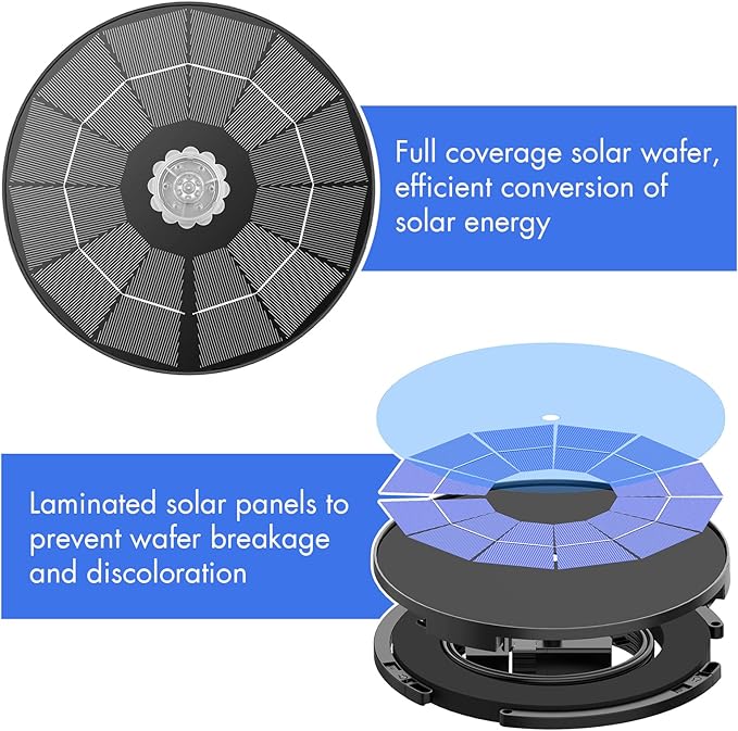 AISITIN 3.5W Solar Fountain Pump for Water Feature Outdoor DIY Solar Bird Bath Fountain with Multiple Nozzles, Solar Powered Water Fountain for Garden, Ponds, Fish Tank and Aquarium