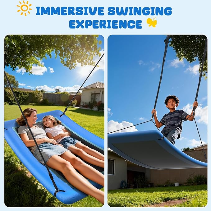 Trekassy 700lb Giant 60" Skycurve Platform Tree Swing for Kids and Adults with 2 Hanging Straps-Blue