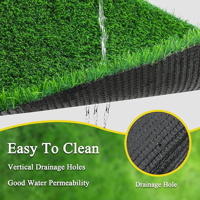 Bsmathom Artificial Grass Rug Indoor Outdoor Rug, Dog Grass Mat with Drainage Holes, Synthetic Artificial Grass Turf Fake Grass Rug Door Mats for Balcony Patio Lawn Garden(51.2 x 31.5Inch)