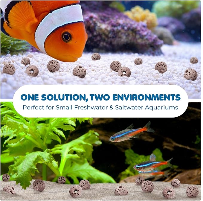 SunGrow 50 Pumice Beads for Betta Fish, Volcanic Lava Rocks for Filtration, 0.2" Aquarium Decor, Anchor Plants in Pores, Helps with Aeration, Hiding Spot for Fry in Freshwater and Saltwater Tanks