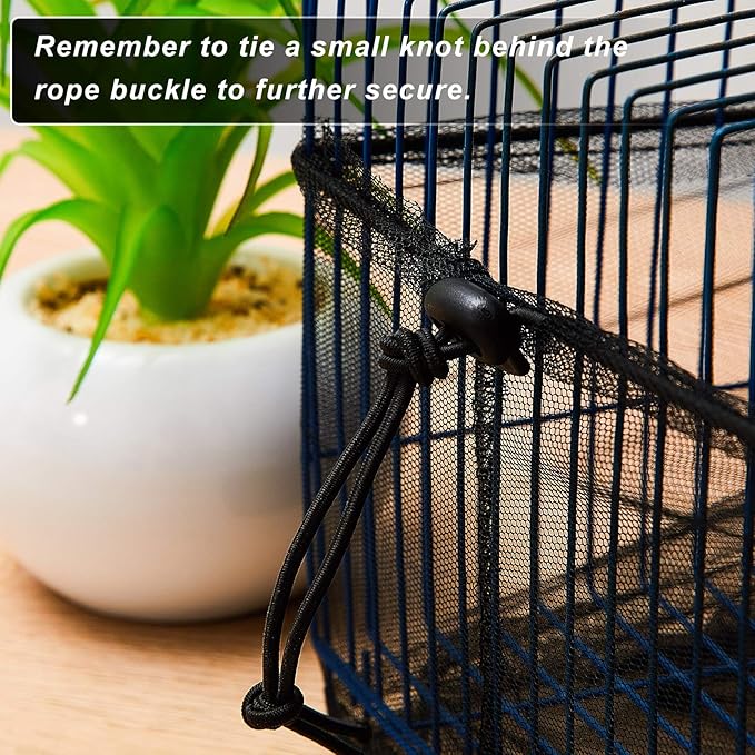 Shappy 2 Pieces Adjustable Bird Cage Seed Catcher Birdcage Cover Nylon Mesh Netting Soft Skirt Guard for Parrot Parakeet Macaw Round Square Cage(78 x 14.6 Inch in Circumference and Width,White, Black)