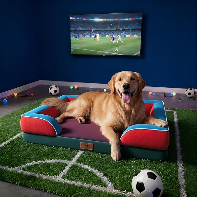 Comfort Expression Orthopedic Dog Bed for Extra Large Dogs 45x35 Inch, Waterproof Egg Crate Foam XL Pet Bed with Removable Bolsters, Dog Couch with Washable Cover & Non-Slip Bottom, San Francisco