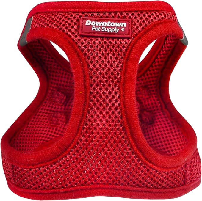 Downtown Pet Supply Step-in Dog Harness – No Pull, Adjustable Padded Mesh with Reflective Trim, Secure Buckle Strap – Comfortable & Breathable Small Dog Harness, Large, Red