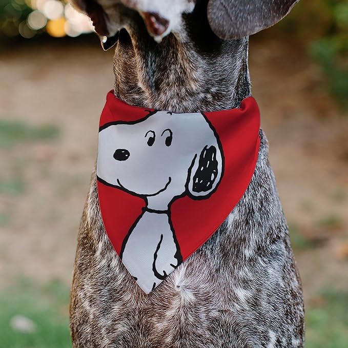 Peanuts Pet Bandana Snoopy Smiling Face Pose Red Slip On Collar Bandana Only