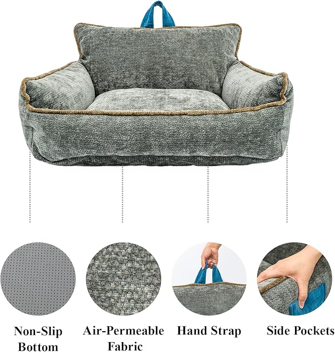 Orthopedic Dog Bed with Memory Foam, Washable Plush Pet Bed for Small, Medium & Large Dogs, Cozy Bolster Crate Dog Bed for Joint Support & Comfort.(Dark Grey)