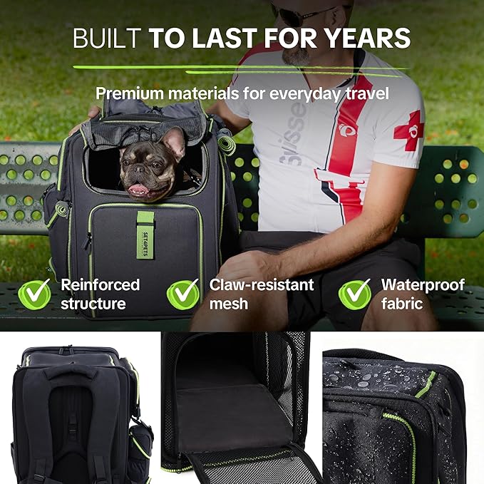 Cat Carrier Backpack for Travel & Car, 3-in-1 Expandable Cat & Small Dog Backpack Carrier up to 25 lbs, Breathable & Waterproof Pet Carrier