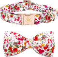 Elegant little tail Dog Collar, Pink Rose Print Pet Collar Summer Dog Collar Durable Metal Buckle Dog Collars Cotton Pet Adjustable Dog Collars for X-Large Dogs