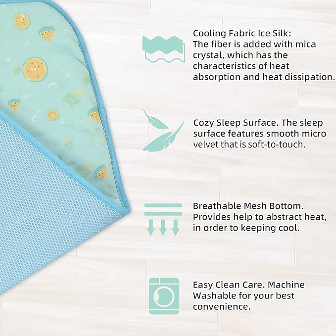 NWK Pet Cooling Mat -39’’ X 27’’ Ice Silk Cooling Mat for Dogs & Cats Portable & Washable Pet Cooling Blanket, Car Seats, Beds for Summer (Green Fruit, Large)