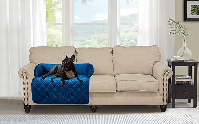 Brilliant Sunshine Premium Calming Dog Bed Mat, Silky Velvet, Removable Washable Cover, Cushion Protector and Couch Covers for Dogs, Pets, Cats, Medium, Dark Blue