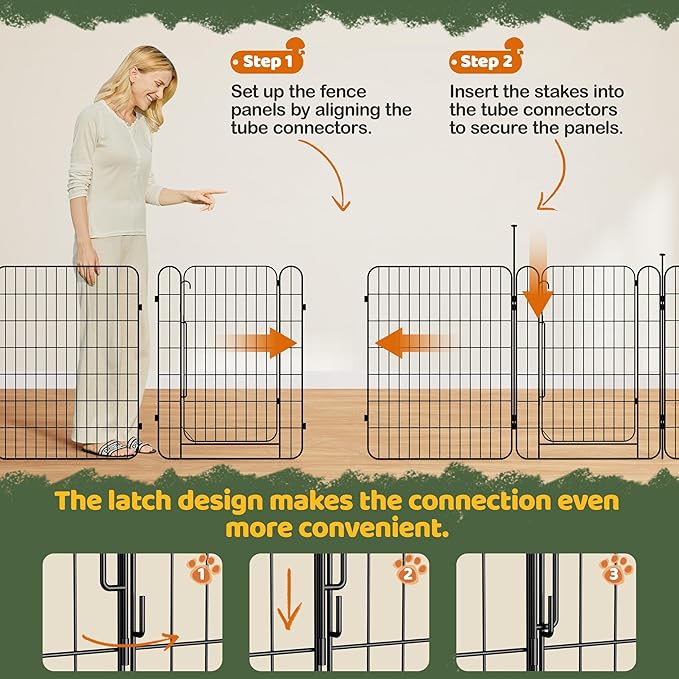 Yaheetech Expandable Dog Playpen, 8 Panel 32 inch Puppy Playpen with Door Indoor/Outdoor Pet Fence for Small Medium Dogs