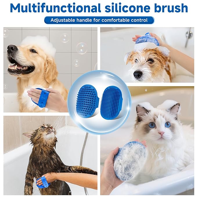 Pet Steam Brush for Dog & Cat – shower bath brush – Steam for Shedding & Grooming Water Brush for Long & Short Haired Pets Spritz Defur Comb 3-in-1 Spray Hair Removal Comb Includes 1*Waterless Shampoo