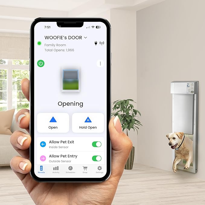 Power Pet WiFi Automatic Electronic Pet Door by High Tech Pet - Pet Operated Dog Door, App Control, 24/7 Scheduling, Secure, Air Tight, for Medium Dogs (8¼" x 10" Pet Opening), Easy Install - PX1-WIFI