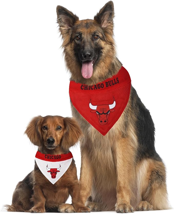 Pets First NBA Dog Bandana - Chicago Bulls Reversible Pet Bandana. 2 Sided Home & Away Sports Bandana with a PREMIUM Embroidery TEAM Logo, Small/Medium