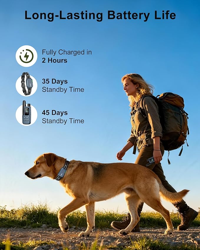 Jugbow Dog Shock Collar - 4500FT Dog Training Collar with Remote, IPX8 Waterproof Electric Dog Collar with 4 Training Modes, Security Lock, Rechargeable eCollar for 10-120lbs Dogs(Navy Blue)