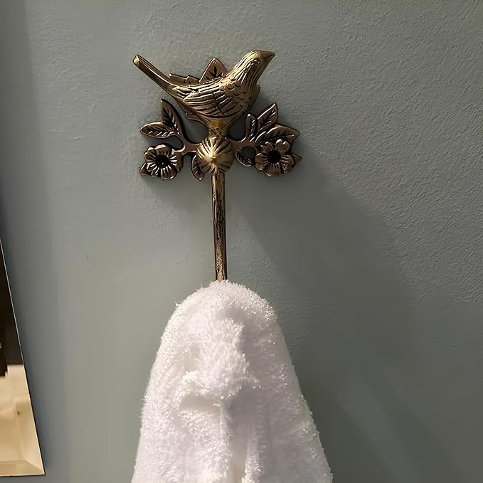 STYLENT Decor Solid Brass Bird Antique Towel Hook Bathroom Accessories Retro Bathroom Hardware Bird Cloth Hook Wall Mounted Vintage (Brass Antique)