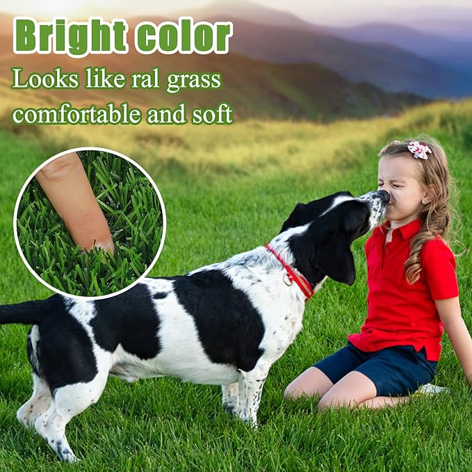 Bsmathom Artificial Grass Rug Indoor Outdoor Rug, Professional Dog Potty Training Rug, Fake Grass Rug Synthetic Grass Mat Door Mats with Drainage Holes for Balcony Patio Garden (39.3 x 31.5Inch)