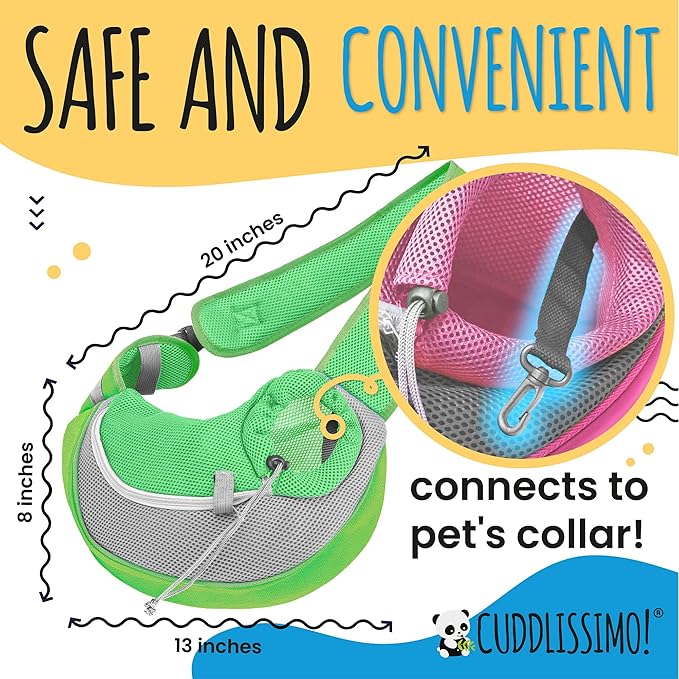 Pet Sling Carrier - Small Dog Puppy Cat Carrying Bag Purse Pouch - for Pooch Doggy Doggie Yorkie Chihuahua Baby Papoose Bjorn - Hiking Travel Front Chest Body Holder Pack to Wear (Green)