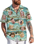 Custom Hawaiian Shirt with Face Photo Picture for Men Women Kids Youth Adult, Tropical Personalized Hawaiian Shirts Gift