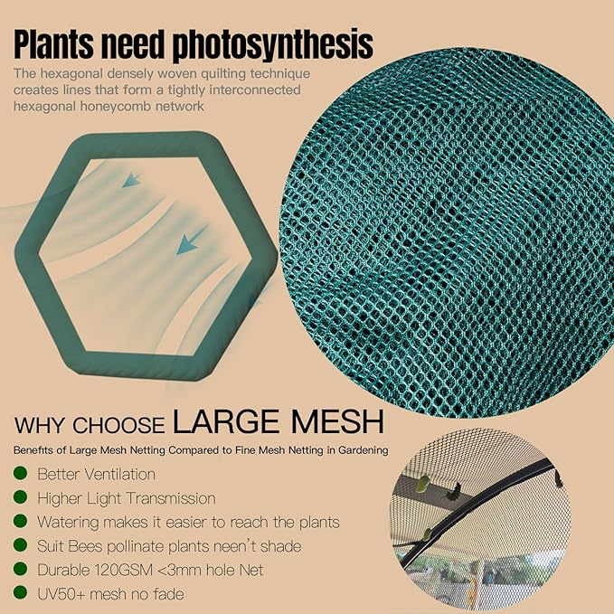 Poray Large Tunnel 73''x37''x61''Plant Netting Cover,5FT Tall Crop Cage Tomato Netting,Pest Guard Cover for Vegetables &Fruits,Durable Gardening Net for Plant and Animal