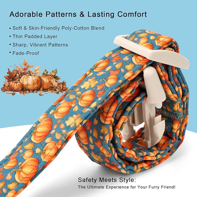 Fall Dog Collar Cute Autumn Pumpkin Puppy Collar - Light Comfortable Adjustable Pet Collars for Small Medium Large Girl Boy Dogs XL