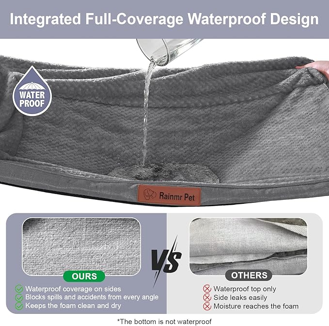 Orthopedic Dog Bed for Small and Medium Dogs, Memory Foam Pet Bed with Washable Removable Cover, Nonskid Bottom, Waterproof, for Indoor, Outdoor, Crate ＆ Car Use, 30x20x6 Inches, Dark Grey