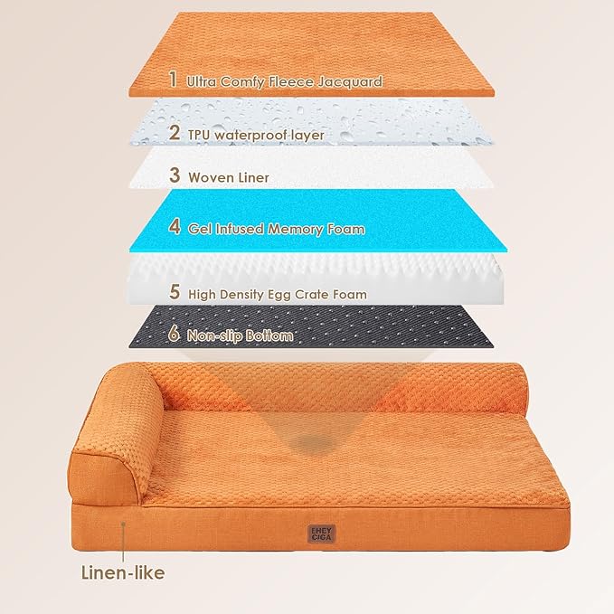 EHEYCIGA XL Dog Bed Memory Foam for Crate, Extra Large Dog Bed Orthopedic with Washable Removable Cover, Waterproof Pet Sofa Couch XLarge Size Dogs, 41x27x6.5, Pumpkin