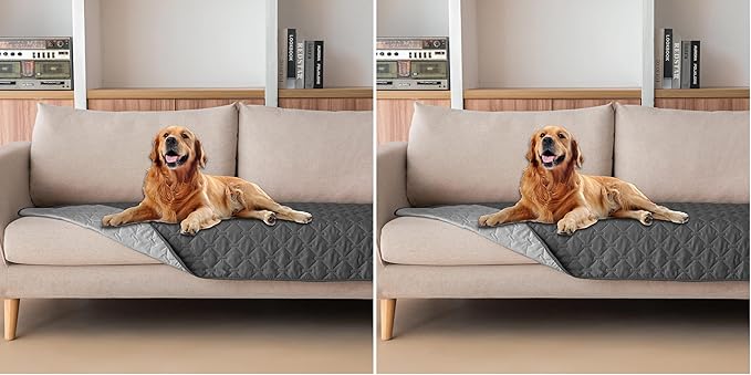 gogobunny 3X Stronger Waterproof Pet Blanket, Scratch Proof Furniture Protector for Dogs Cats, Reversible Cover 30x70 Inch, Dark Grey/Light Grey (Pack of 2)