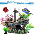 6 Pcs Aquarium Decor Set Shipwreck Decoration Little Diver Floating Fish Tank Decoration Fish Tank Plants
