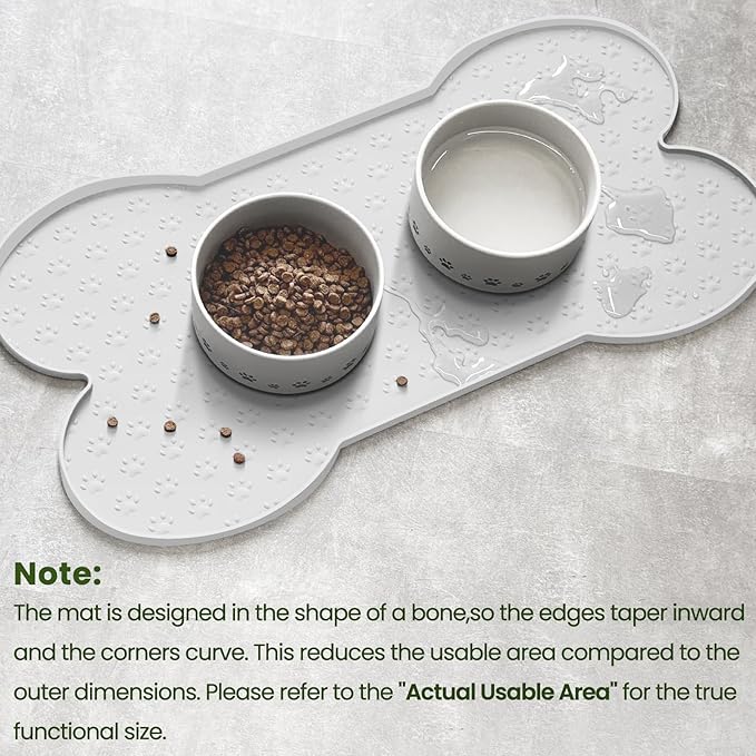 Dog Food Mat Anti-Slip Silicone Dog Bowl Mat Thicker Pet Placemat Waterproof Cat Feeder Pad with Raised Edge Puppy Kitten Feeding Mats Suitable Small Medium-Sized Dogs Cats Eating Tray