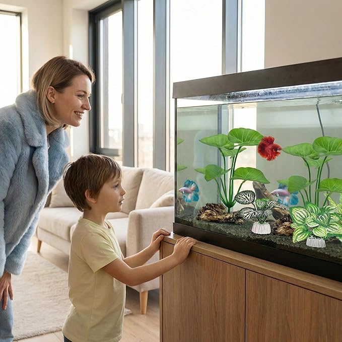 10-Pack Betta Fish Tank Decorations Silk Aquarium Plants for Aquarium Decor, Realistic Fish Tank Plants - Goldfish Tank, Reptile, Turtle Decorations Plants